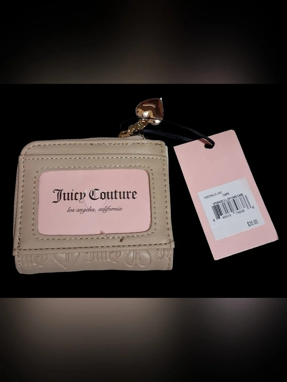 Womens Juicy Couture Snap Shut Wallet With Zippered Coin Pocket & Juicy Charm